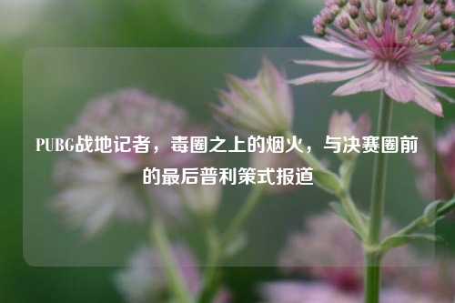 PUBG战地记者,毒圈之上的烟火,与决赛圈前的最后普利策式报道