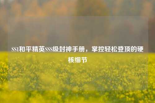 SS1和平精英SSS级封神手册,掌控轻松登顶的硬核细节