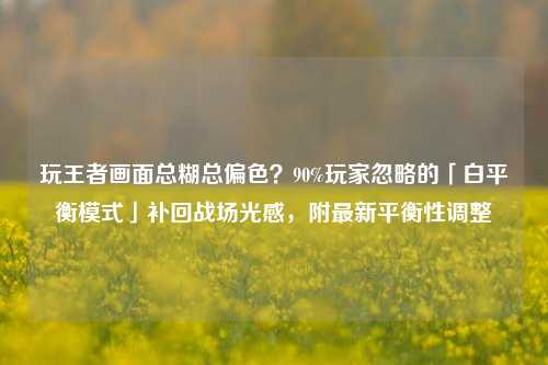 玩王者画面总糊总偏色?90%玩家忽略的「白平衡模式」补回战场光感,附最新平衡性调整