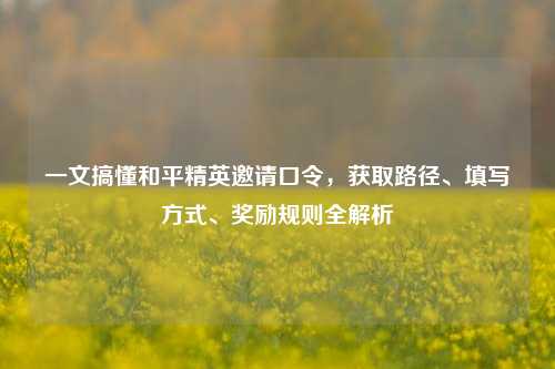 一文搞懂和平精英邀请口令,获取路径、填写方式、奖励规则全解析