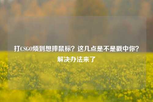 打CSGO烦到想摔鼠标？这几点是不是戳中你？解决办法来了