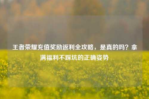 王者荣耀充值奖励返利全攻略,是真的吗?拿满福利不踩坑的正确姿势