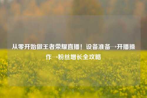 从零开始做王者荣耀直播!设备准备→开播操作→粉丝增长全攻略