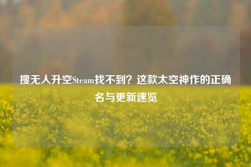 搜无人升空Steam找不到?这款太空神作的正确名与更新速览