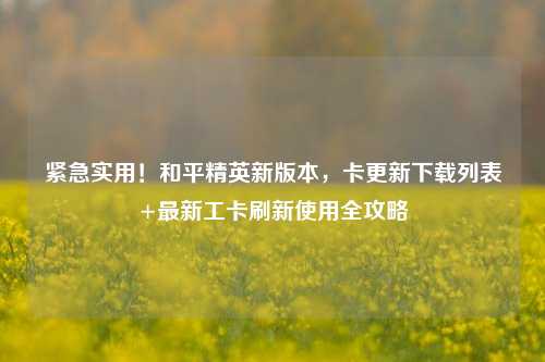 紧急实用!和平精英新版本,卡更新下载列表+最新工卡刷新使用全攻略