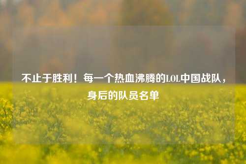 不止于胜利！每一个热血沸腾的LOL中国战队，身后的队员名单