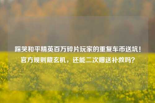 踩哭和平精英百万碎片玩家的重复车币送坑!官方规则藏玄机,还能二次赠送补救吗?