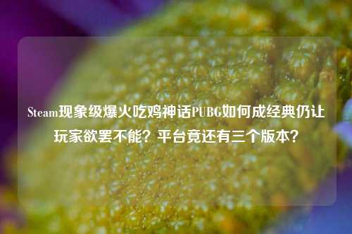 Steam现象级爆火吃鸡神话PUBG如何成经典仍让玩家欲罢不能？平台竟还有三个版本？