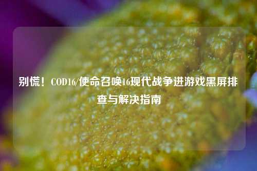 别慌！COD16/使命召唤16现代战争进游戏黑屏排查与解决指南