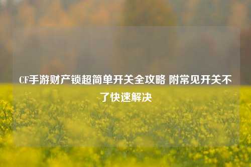 CF手游财产锁超简单开关全攻略 附常见开关不了快速解决