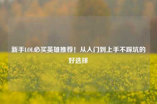 新手LOL必买英雄推荐!从入门到上手不踩坑的好选择
