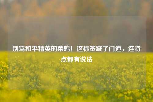 别骂和平精英的菜鸡！这标签藏了门道，连特点都有说法