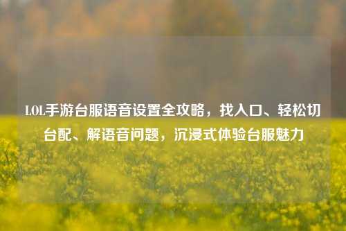 LOL手游台服语音设置全攻略,找入口、轻松切台配、解语音问题,沉浸式体验台服魅力