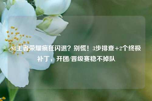 S8王者荣耀疯狂闪退?别慌!3步排查+2个终极补丁,开团/晋级赛稳不掉队