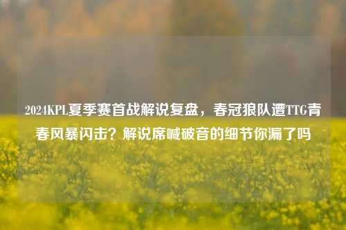 2024KPL夏季赛首战解说复盘,春冠狼队遭TTG青春风暴闪击?解说席喊破音的细节你漏了吗