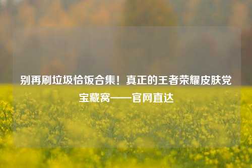 别再刷垃圾恰饭合集!真正的王者荣耀皮肤党宝藏窝——官网直达