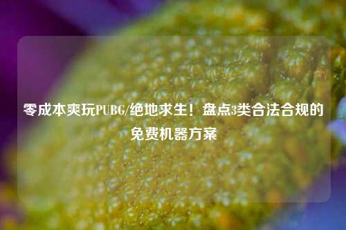 零成本爽玩PUBG/绝地求生！盘点3类合法合规的免费机器方案