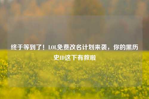 终于等到了！LOL免费改名计划来袭，你的黑历史ID这下有救啦