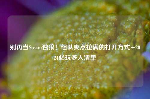 别再当Steam独狼！组队爽点拉满的打开方式+2024必玩多人清单