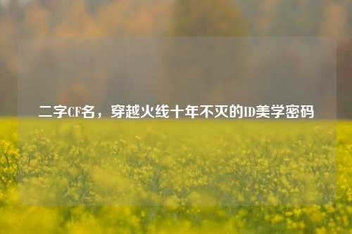 二字CF名，穿越火线十年不灭的ID美学密码