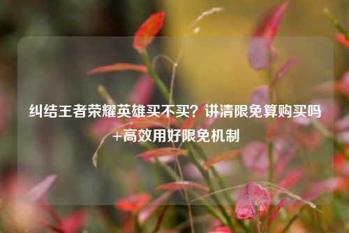 纠结王者荣耀英雄买不买？讲清限免算购买吗+高效用好限免机制