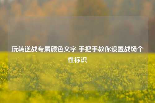 玩转逆战专属颜色文字 手把手教你设置战场个性标识