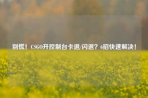 别慌！CSGO开控制台卡退/闪退？6招快速解决！