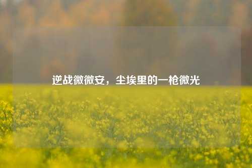 逆战微微安,尘埃里的一枪微光