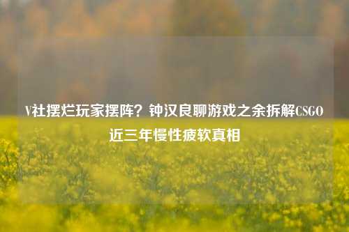 V社摆烂玩家摆阵？钟汉良聊游戏之余拆解CSGO近三年慢性疲软真相