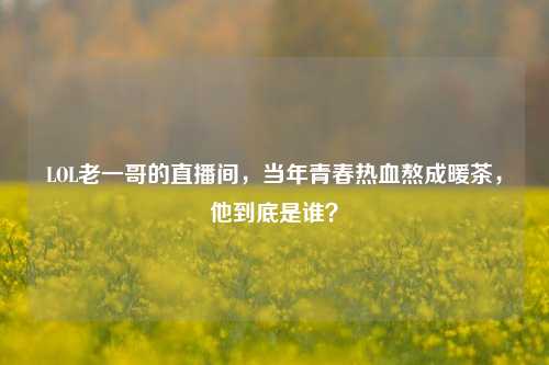 LOL老一哥的直播间,当年青春热血熬成暖茶,他到底是谁?