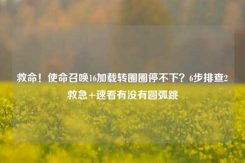救命！使命召唤16加载转圈圈停不下？6步排查2救急+速看有没有圆弧跳