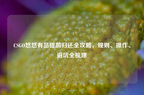 CSGO悠悠有品提前归还全攻略,规则、操作、避坑全梳理