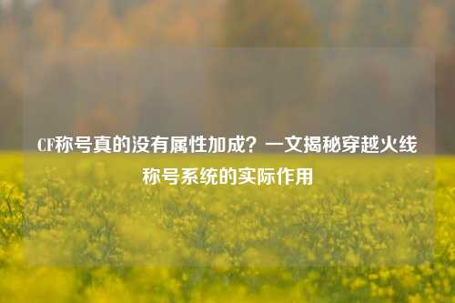 CF称号真的没有属性加成?一文揭秘穿越火线称号系统的实际作用