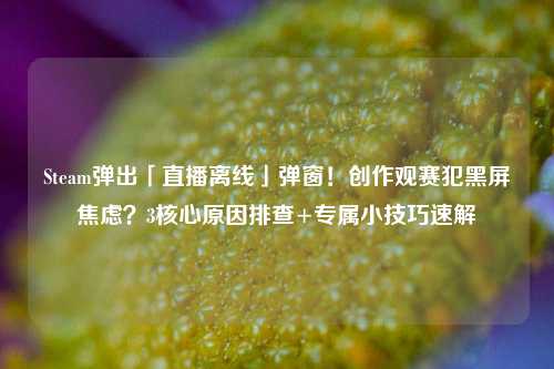 Steam弹出「直播离线」弹窗！创作观赛犯黑屏焦虑？3核心原因排查+专属小技巧速解
