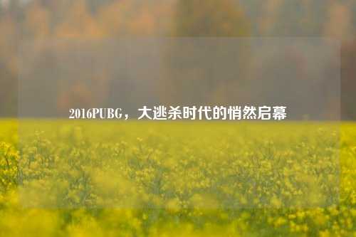2016PUBG,大逃杀时代的悄然启幕