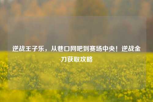 逆战王子乐,从巷口网吧到赛场中央!逆战金刀获取攻略