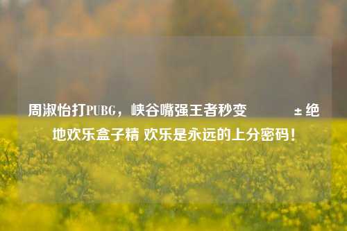 周淑怡打PUBG,峡谷嘴强王者秒变🥱绝地欢乐盒子精 欢乐是永远的上分密码!
