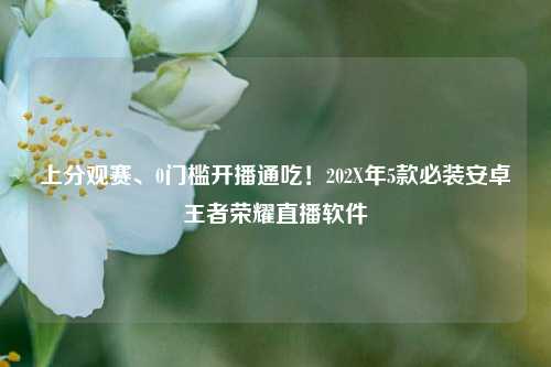上分观赛、0门槛开播通吃!202X年5款必装安卓王者荣耀直播软件
