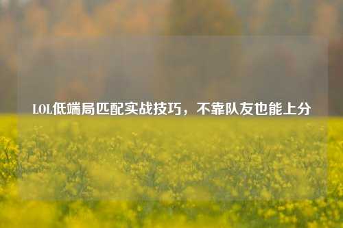 LOL低端局匹配实战技巧，不靠队友也能上分