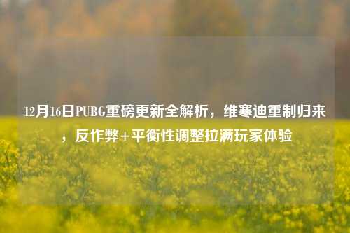 12月16日PUBG重磅更新全解析，维寒迪重制归来，反作弊+平衡性调整拉满玩家体验