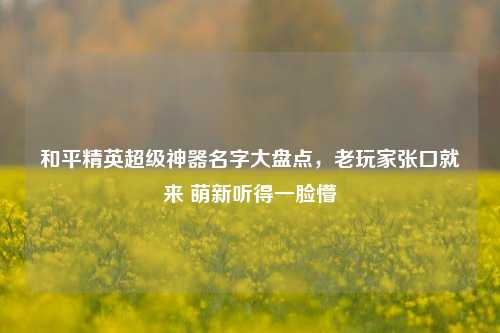 和平精英超级神器名字大盘点,老玩家张口就来 萌新听得一脸懵