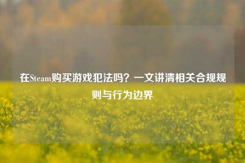 在Steam购买游戏犯法吗？一文讲清相关合规规则与行为边界