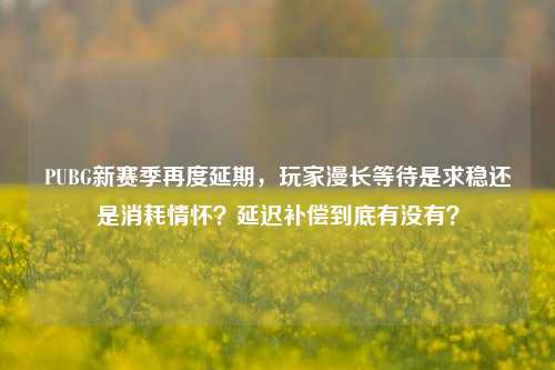 PUBG新赛季再度延期，玩家漫长等待是求稳还是消耗情怀？延迟补偿到底有没有？