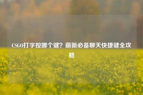 CSGO打字按哪个键？萌新必备聊天快捷键全攻略