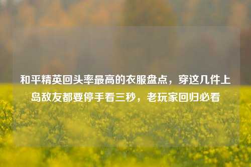 和平精英回头率最高的衣服盘点，穿这几件上岛敌友都要停手看三秒，老玩家回归必看