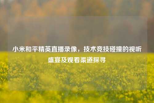 小米和平精英直播录像，技术竞技碰撞的视听盛宴及观看渠道探寻