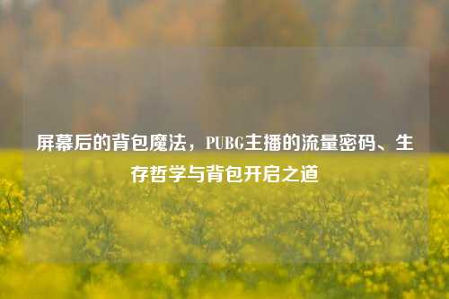 屏幕后的背包魔法，PUBG主播的流量密码、生存哲学与背包开启之道