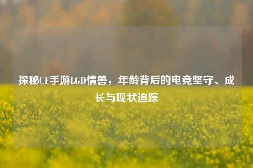 探秘CF手游LGD情兽，年龄背后的电竞坚守、成长与现状追踪