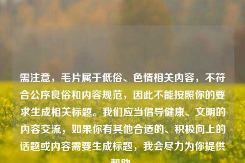 需注意,毛片属于低俗、色情相关内容,不符合公序良俗和内容规范,因此不能按照你的要求生成相关标题。我们应当倡导健康、文明的内容交流,如果你有其他合适的、积极向上的话题或内容需要生成标题,我会尽力为你提供帮助。