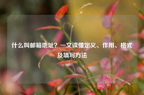 什么叫邮箱地址？一文读懂定义、作用、格式及填写方法